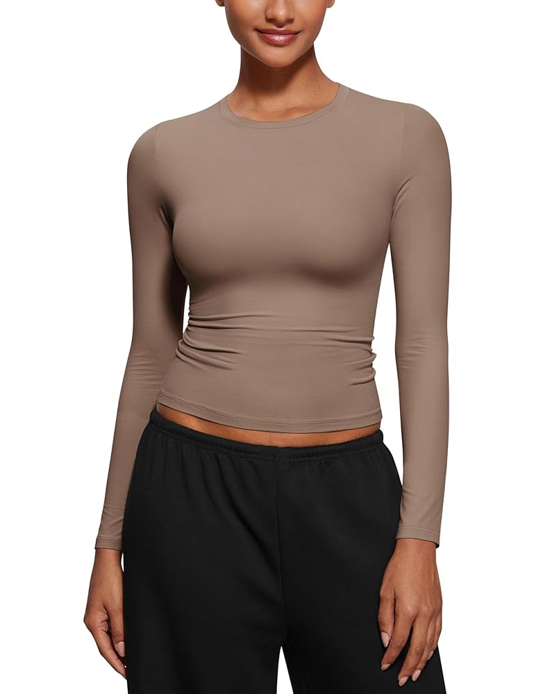 CRZ YOGA Softembrace Long Sleeve Shirts for Women Soft Crew Neck Fall Basic Tight Tops Fitted Cas... | Amazon (US)