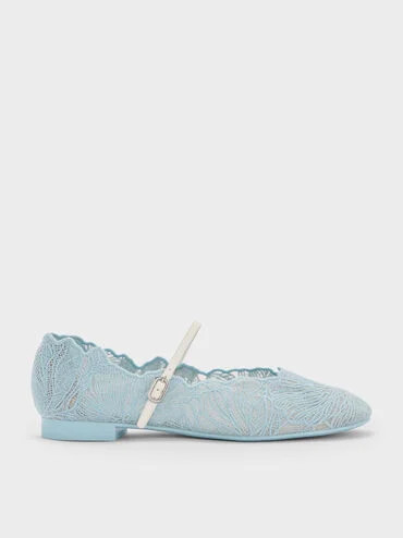 Blue Meja Floral Mary Jane Flats | CHARLES & KEITH | Charles & Keith CA