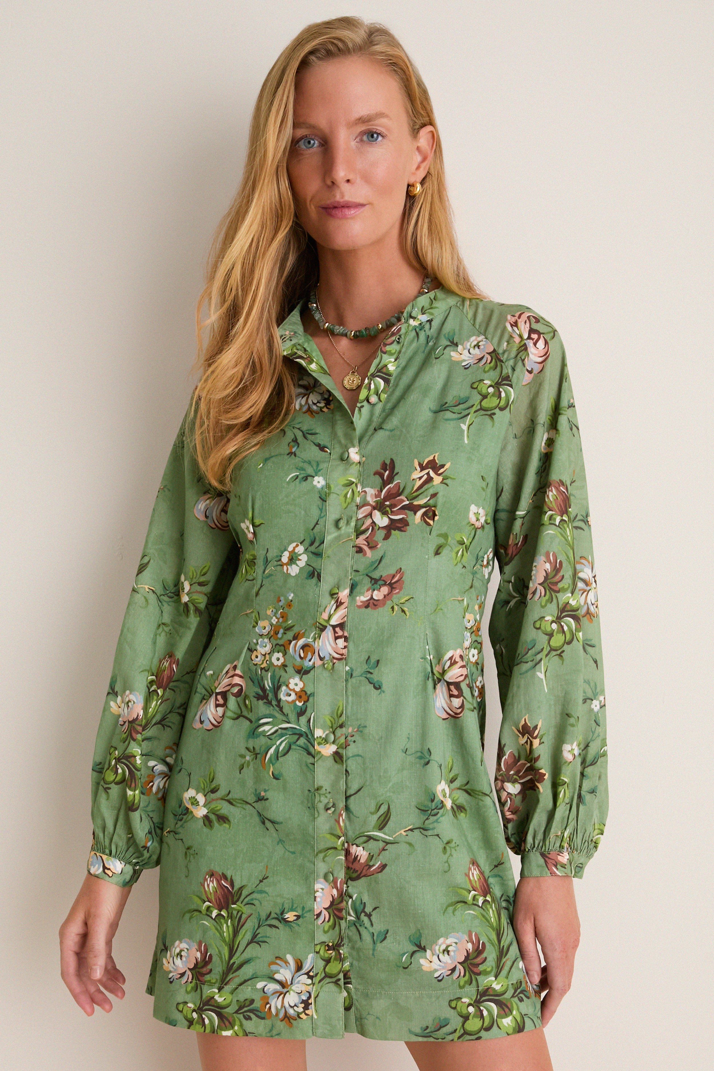Sage Bouquet Granier Mini Dress | Tuckernuck (US)