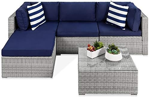 Best Choice Products 5-Piece Modular Outdoor Sofa Conversation Furniture Set, Patio Wicker Sectional | Amazon (US)
