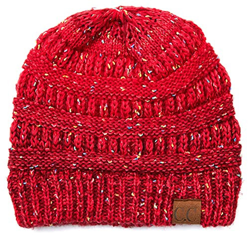 C.C Exclusives Unisex Ribbed Confetti Knit Beanie (YJ-817A) (Red Ombre) | Amazon (US)