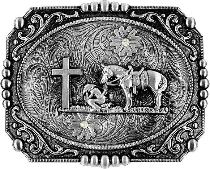 Moranse Religion Cross Cowboy Kneeling Prayer And Horse Design Belt Buckles | Amazon (US)