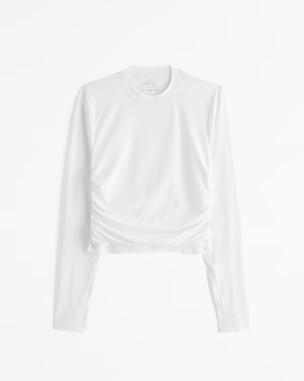 Women's YPB powerSOFT Long-Sleeve Ruched Mockneck Top | Women's Active | Abercrombie.com | Abercrombie & Fitch (US)