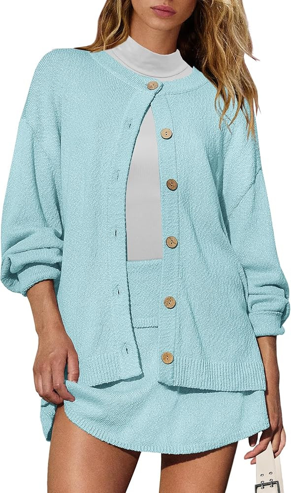 Panadila Womens Sweater Skirt Set 2 Piece Outfits Sweater Skort Set Lounge Cardigan and Knit Skir... | Amazon (US)