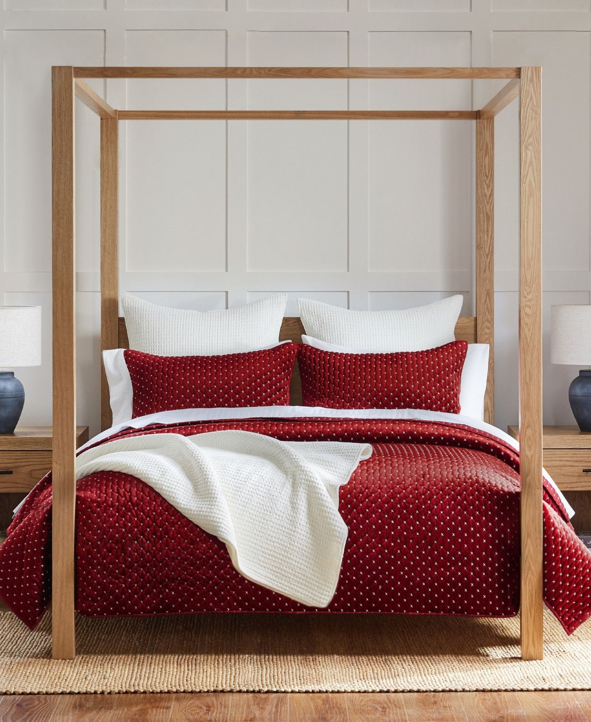 Levtex Cross Stitch Stitching 3-Pc. Quilt Set, King/California King - Red Velvet | Macy's