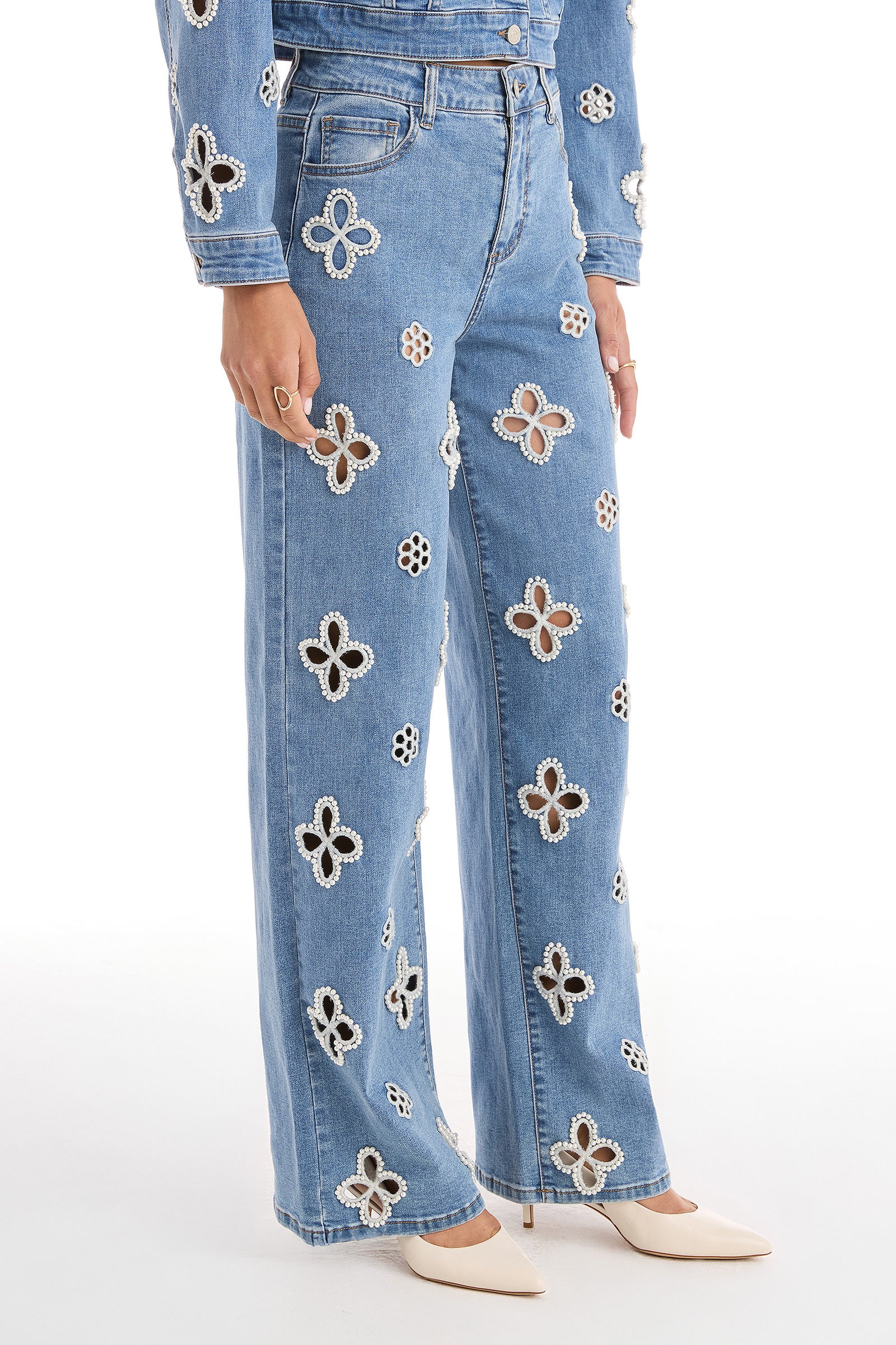 Kaia Pearl High Rise Jean - Medium Blue | The Noli Shop