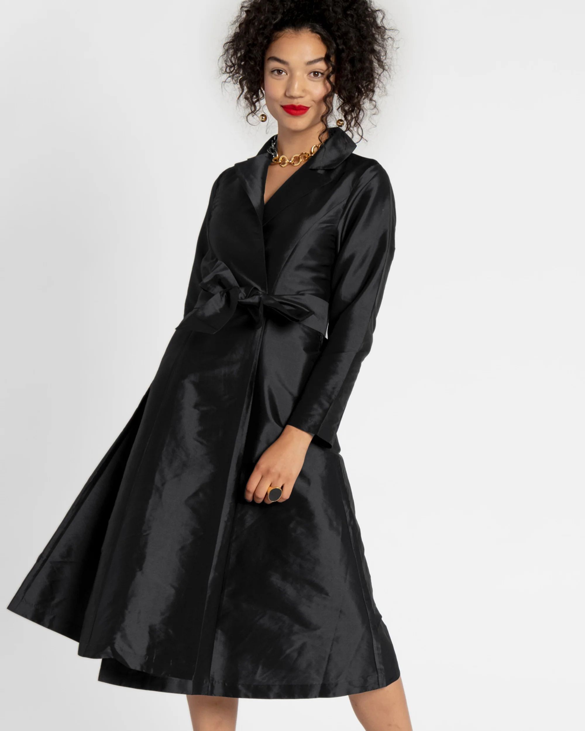 Lucille Wrap Dress Black | Frances Valentine