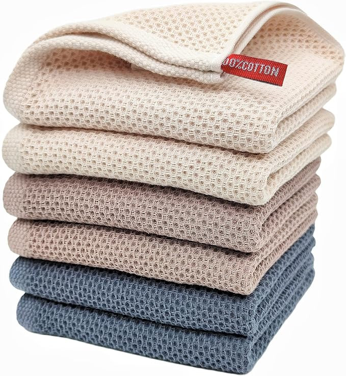 Kitchen Hand Towels 100% Cotton Waffle Weave Dish Towel for Cleaning Drying - Extra Absorbent and... | Amazon (US)
