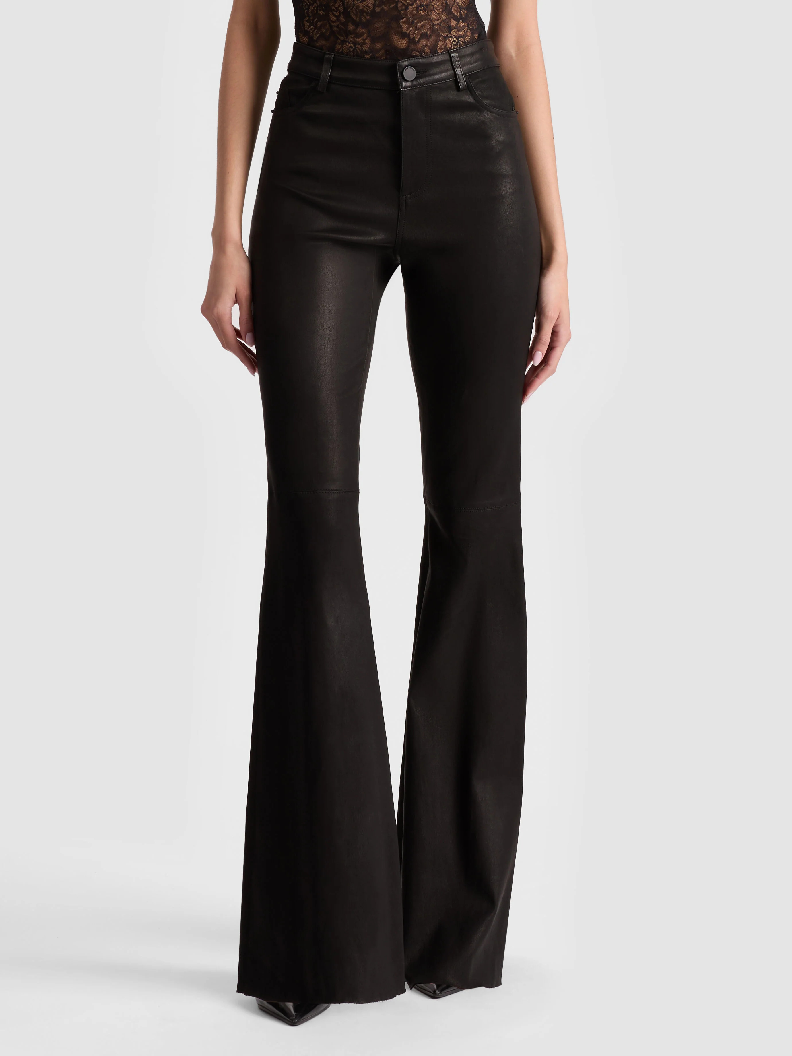 Brent Leather Bell Pant - Black | Alice + Olivia