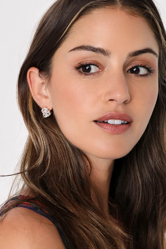 Glittering Details 14KT Gold Cubic Zirconia Stud Earrings | Lulus (US)