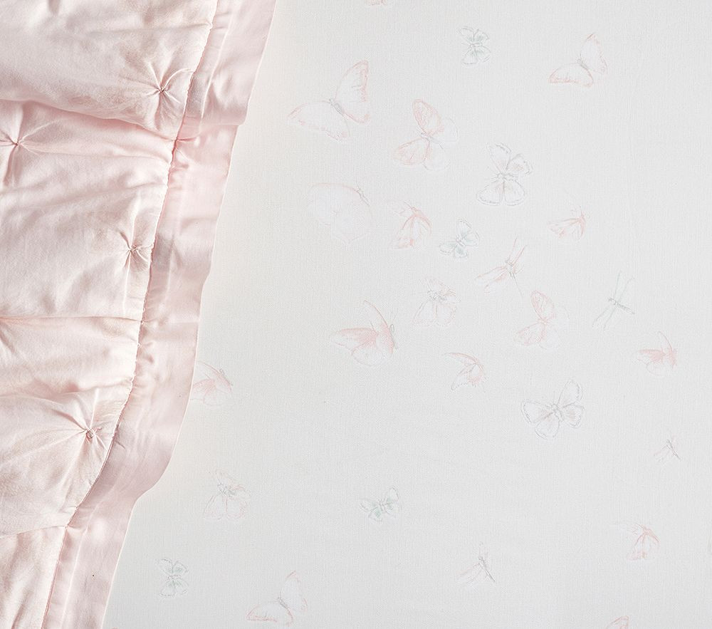 Monique Lhuillier Ethereal Butterfly Sateen Crib Fitted Sheet | Pottery Barn Kids
