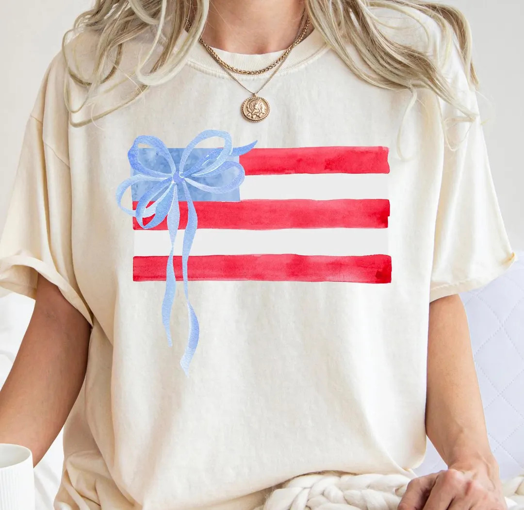 Coquette 4th of July Shirt, American Flag Shirt, USA T Shirt, Women's Shirt, Retro 4th of July Sh... | Etsy (Global)