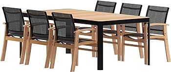 Brampton | Ideal for Patio and Indoors Amazonia Ratezza 7-Piece Outdoor Dining Table Set, Black | Amazon (US)