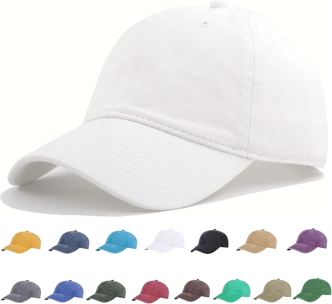 Vintage Washed Cotton Plain Baseball Caps Adjustable Unstructured Soft Blank Casual Dad Ball Hats... | Amazon (US)