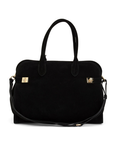 Made In Italy Leather East West Satchel Double Buckle | TJ Maxx
