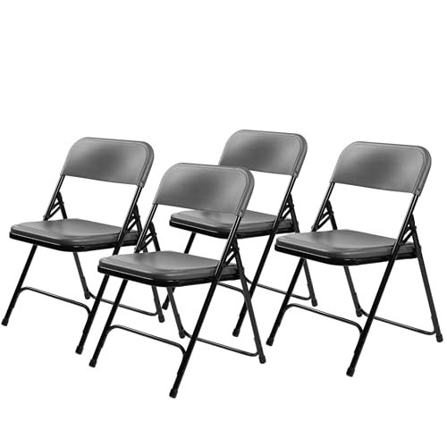 National Public Seating Plastic Portable Folding Chairs 800 Series Premium Lightweight Foldable Chairs for Indoor & Outdoor, Set of 4 – Comfortable, Durable, Institutional-Grade, Charcoal | Amazon (US)