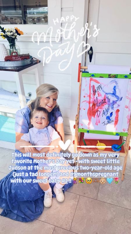 This will most definitely go down as my very favorite Mother’s Day yet - with sweet little Judson at the most precious two-year-old age (just a tad longer!) and #9monthspregnant with our sweet baby #2 !!🤰💐🥹🫶🏽👶🏼🩵🌷

The boys sure did surprise and spoil this #9monthspregnant mama this beautiful Mother’s Day morning 🎁🫶🏽💌 I loved getting to wear my beloved gold necklace with the new “L” charm (from @wesmabry 🥹 for my necklace in honor of baby Levi Rhett 👶🏼 coming so soon!!) and Judson painted 🎨 me a sign (thanks to Wes)! So sweet to see on our way out the door to church 💒 first thing this morning!! 🤍

It was the most special Mother’s Day getting to worship and praise Jesus 🙏🏽🙌🏽 at church this morning 💒 with my big ol’ #9monthspregnant belly!!🤰Who knows - maybe this was our last Sunday with him in my belly!! 🤭 And Judson even made me some adorable Mother’s Day crafts this morning at church nursery, too!! 🎨🥰 Be still my very pregnant heart!!! 🥹🥲😭

Then we headed out to spend the afternoon at @wesmabry ‘s sweet Nana’s house 🏡 - we loved getting to share special gifts with Nana & RaRa 🎁 and going out to feed the goats 🐐 with Papa Jack! 🫶🏽 I love spreading all the love 🎁💌 to the special mamas in our lives… who deserve to be celebrated every day for how they have sacrificed so much and shaped our lives beyond measure!! 🫶🏽 

And while rocking Judson down for his nap 😴, sweet baby Levi Rhett was kicking in my belly🤰RIGHT here where Judson’s little hand 🤚 was laying - and I was a puddle!! 😭🥹😭 Thank you Jesus for these angel baby boys of mine!!! 👶🏼🩵👶🏼 Being their mommy is the greatest gift of my life! 🫶🏽

And walked out from rocking Judson down for his nap 😴 to this cutie 🥰 putting together the baby’s bassinet 👶🏼🥹 - and lots of other baby equipment, too!! 😍 Can’t believe we are just days away from meeting our second child, @wesmabry !! 🩵 What a memorable and special Mother’s Day this was for our growing family - right before we enter newborn season round two!! 🤱We can’t wait for all those newborn snuggles this summer ☀️ ahead!! 🥰

#LTKFamily #LTKBaby #LTKBump