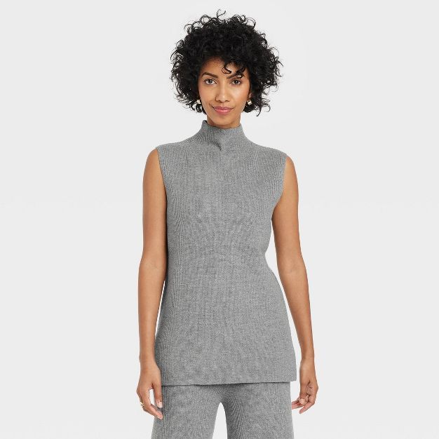 Women's Mock Turtleneck Ribbed Sweater Vest - A New Day™ | Target