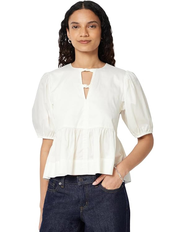 Amazon Essentials Women's Cotton Sateen Relaxed-Fit Peplum Blouse | Amazon (US)