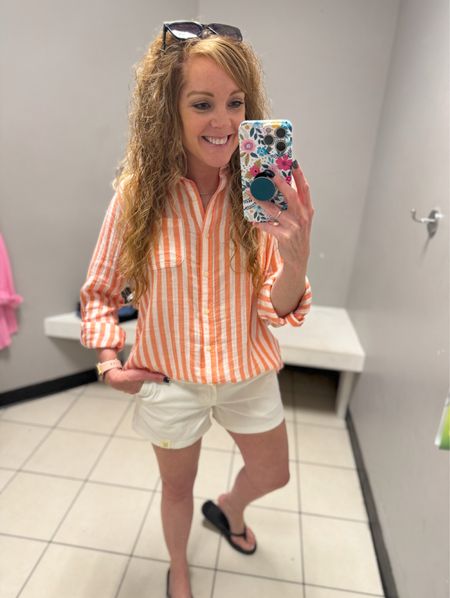 JCPenney St. John's Bay Womens Long Sleeve Regular Fit Button-Down Shirt / a.n.a Womens Mid Rise 3 1/2" Chino Short / workwear / work outfit / spring outfit 

Top- sized up to medium 
Shorts- wearing my true size 4. I loved how they fit but if in between, recommend sizing down. 

#LTKsalealert #LTKfindsunder50 #LTKworkwear