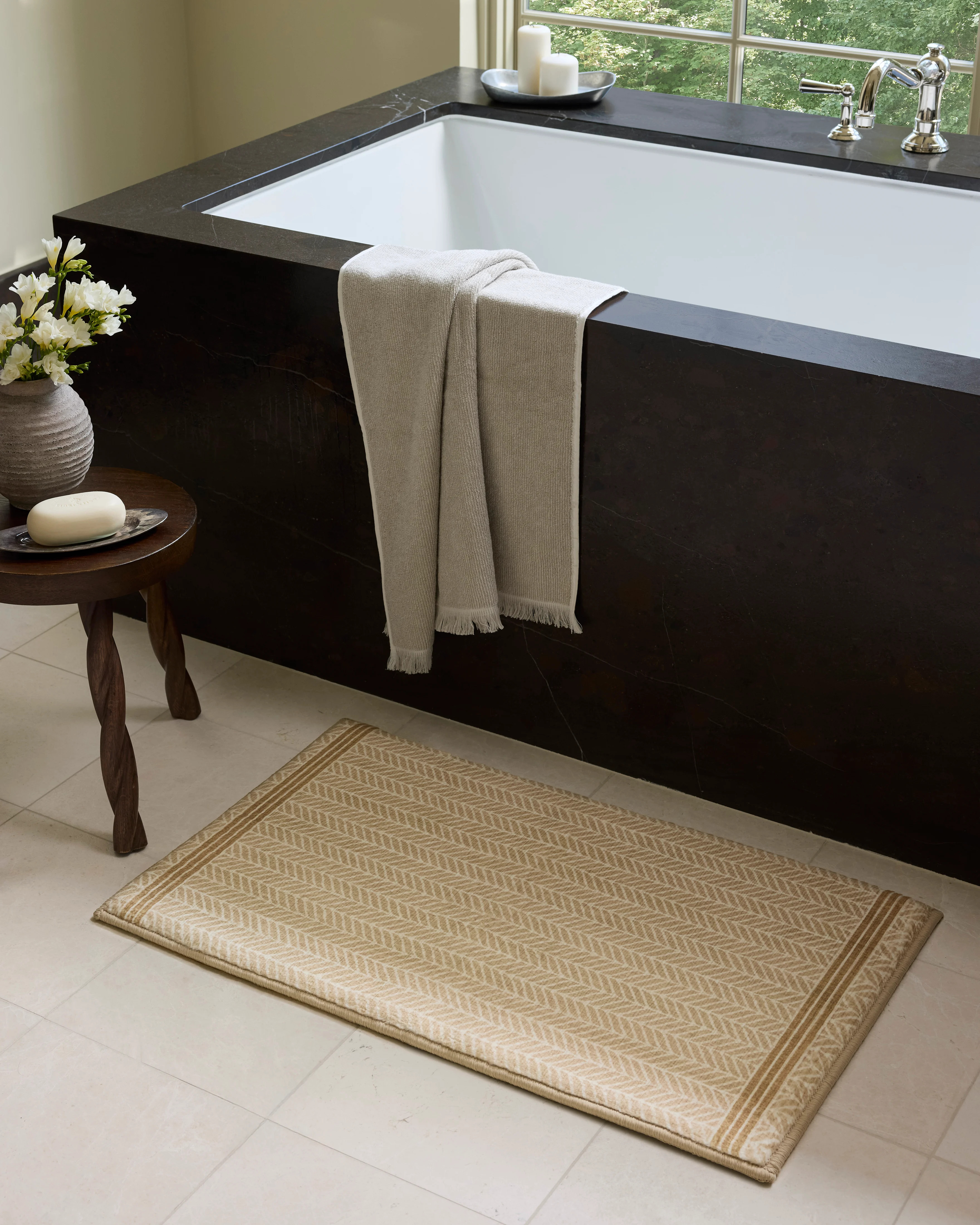 Chris Loves Julia x Loloi-Marvin Bath Mat-MRV-01-Wheat, Ivory | Rugs Direct