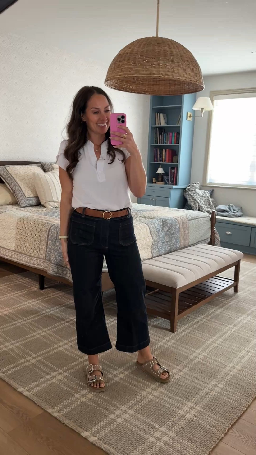 My favorite jeans I keep wearing from. These are perfect for Fall. In my usual size. Paired with my #Walmart blouse and #Target sandals you can’t make me stop wearing. 