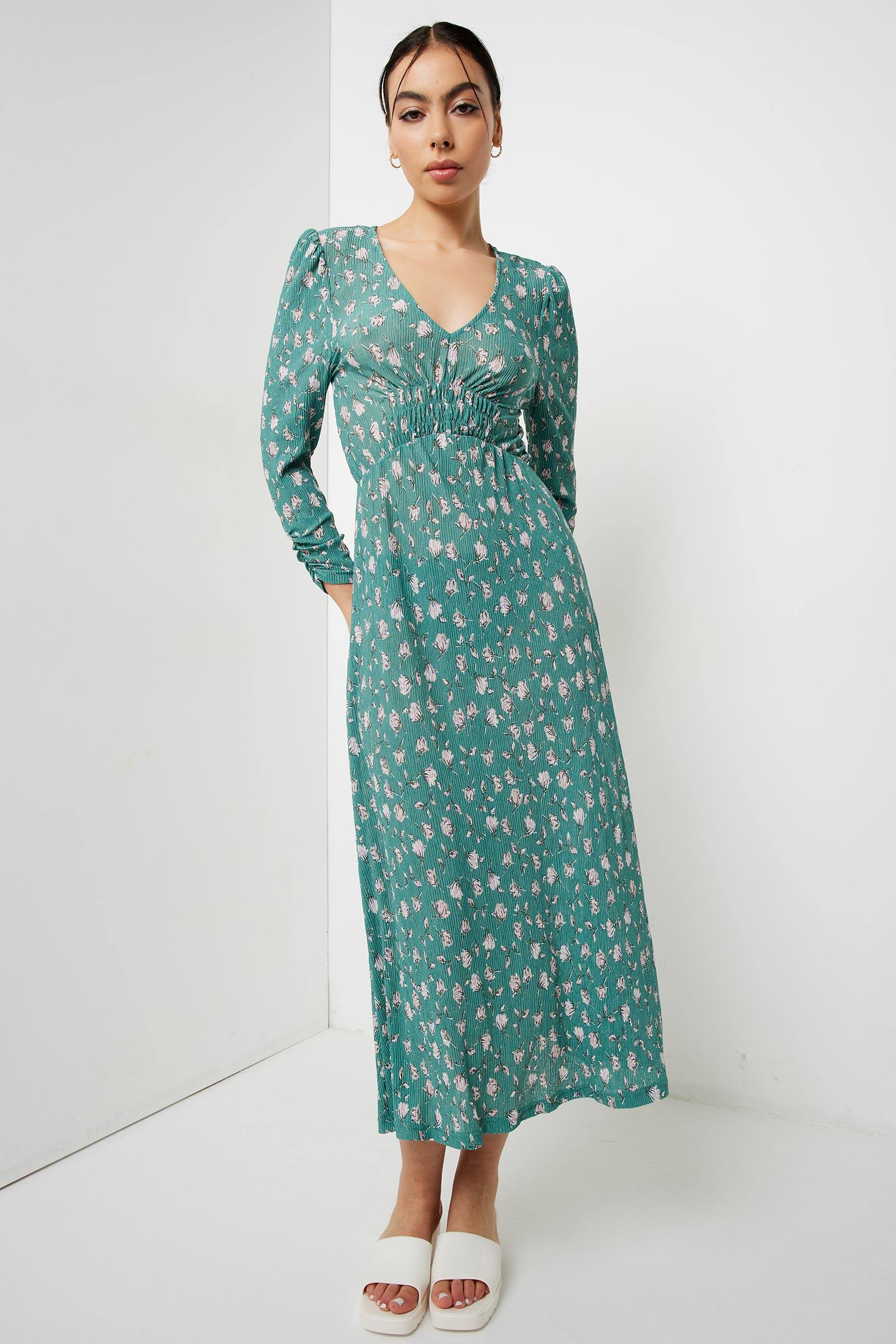 Floral Long Sleeve Midi Dress | Ardene