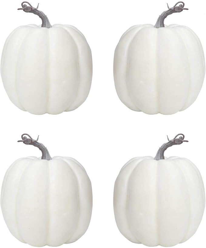 6 Inch Large White Pumpkins for Decorating - 4PCS Big White Foam Decorative Pumpkins for Fall Dec... | Amazon (US)
