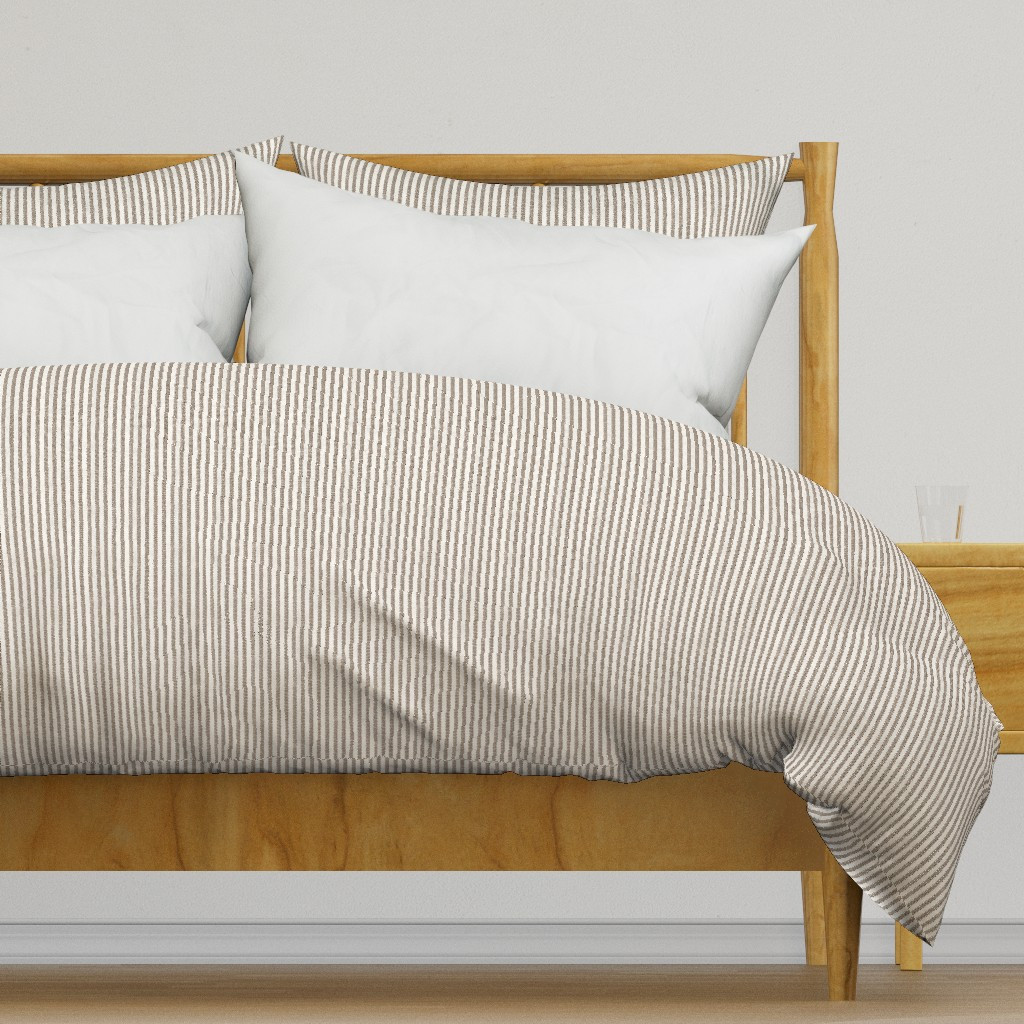 Whitall Brown And Light Cream Walter Ticking Duvet Cover | Spoonflower | Spoonflower