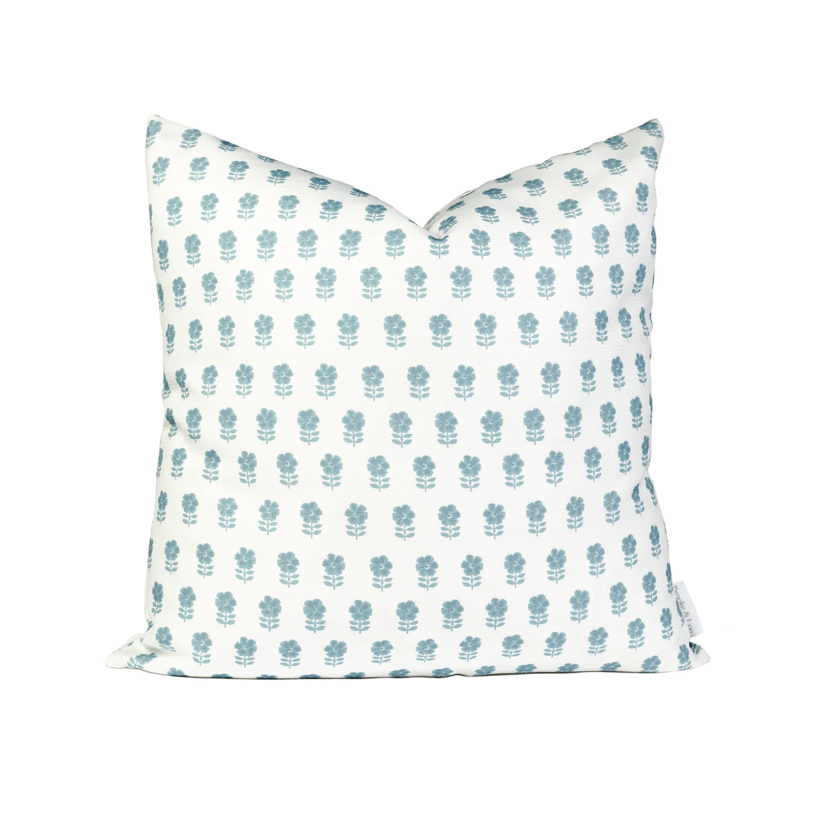 Lulu Floral Pillow in Dusty Blue | Brooke and Lou