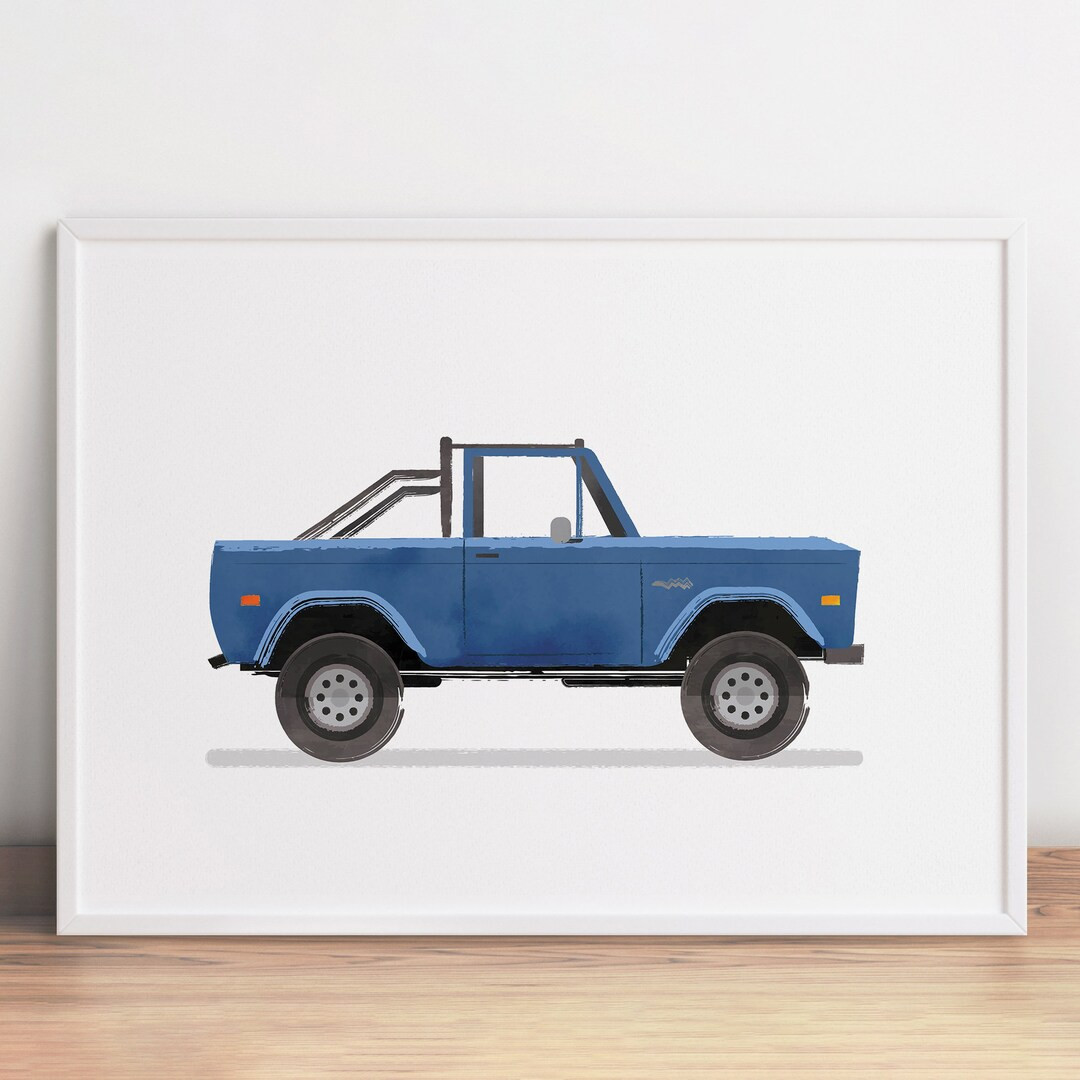 Vintage Truck Print, Navy Blue Car Wall Art, Vehicle Printable, Toddler Room Decor, Wall Art, Kid... | Etsy (US)