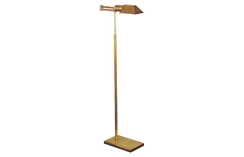Swing-Arm Floor Lamp, Antiqued Brass | One Kings Lane