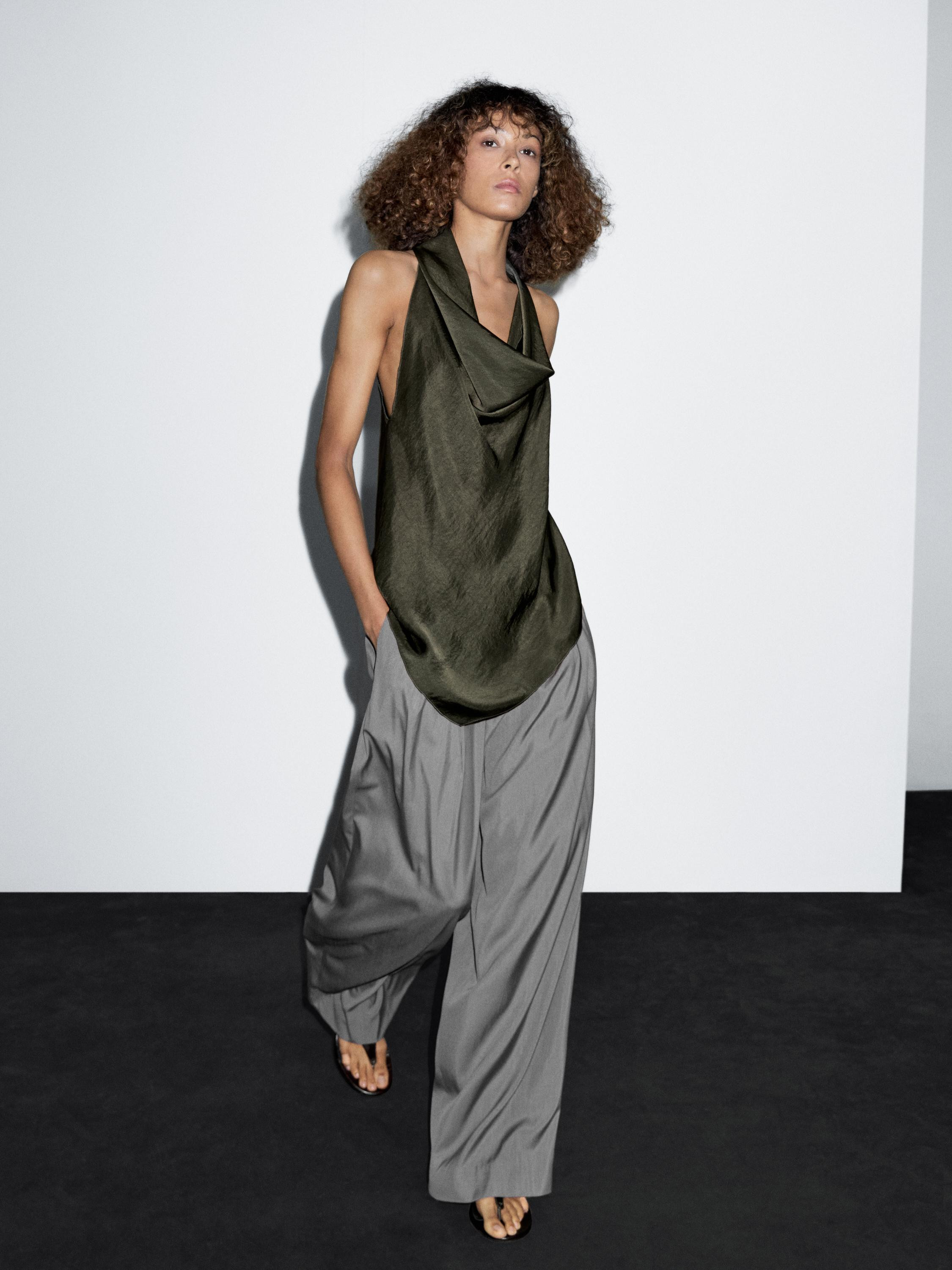 Draped halter top | Massimo Dutti UK