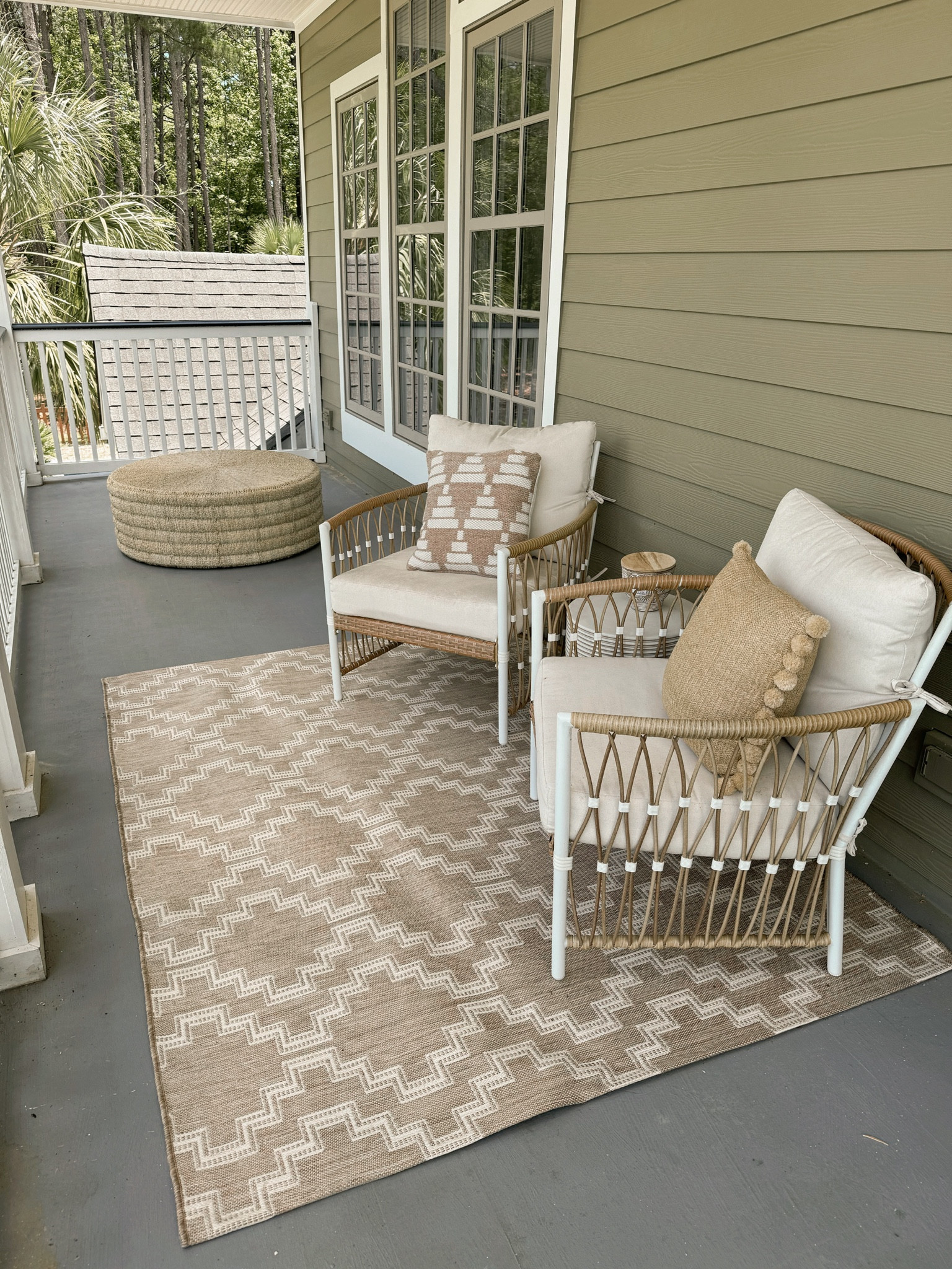 Upstairs patio — cutie & cozy🤎✨ patio set is last year from Walmart / love it! It’s on sale right now ☺️ pillows are old! Rug is this year Target🌿

Outdoor / decor / cozy home / patio / Holley Gabrielle 

#LTKHome #LTKStyleTip
