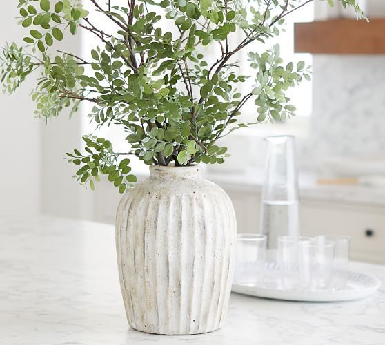 Weathered White Stone Vase - Small | Pottery Barn (US)