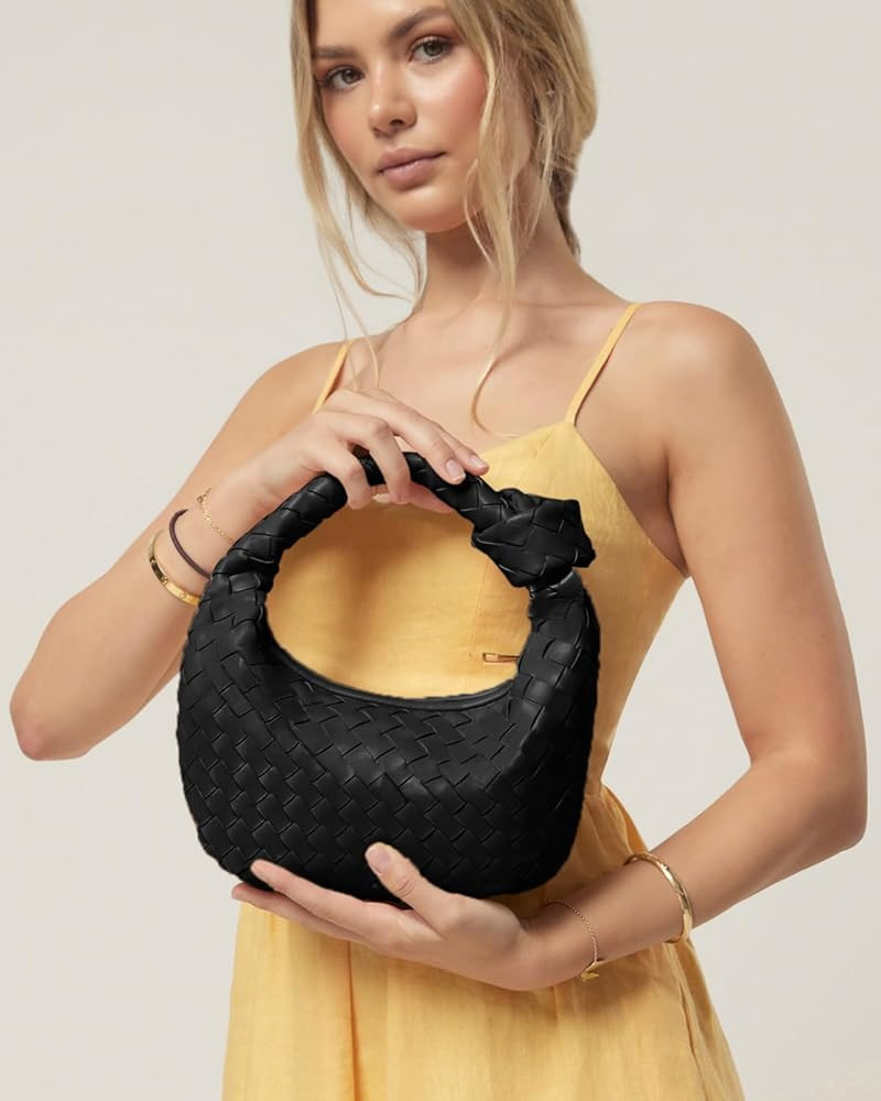 Woven Bag for Women - Woven Purses - Small Hobo Bags - Fashion Knotted Top Handle Handbags Clutch... | Amazon (US)