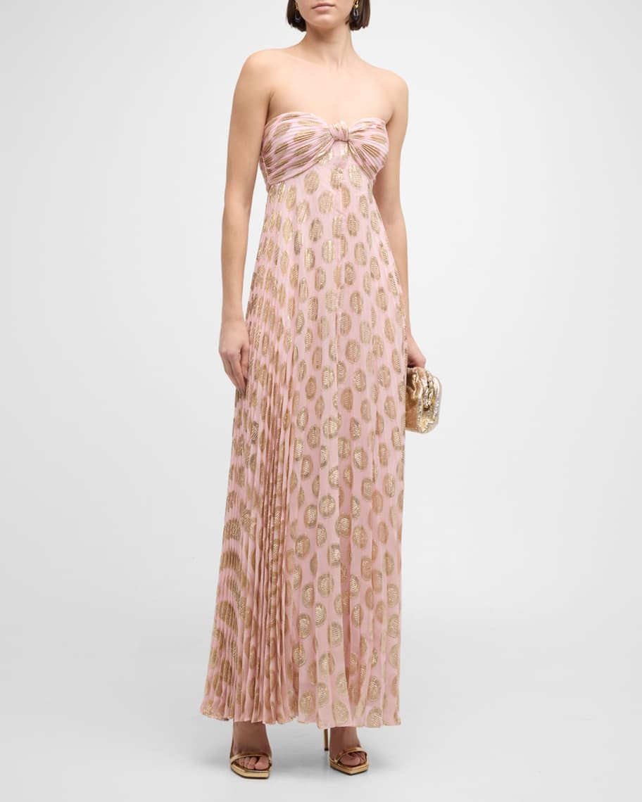 Alexis Maryana Strapless Pleated Metallic Dress | Neiman Marcus