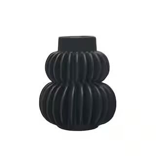 Bloomingville 5.5" Black Modern Pleated Stoneware Vase | Michaels Stores