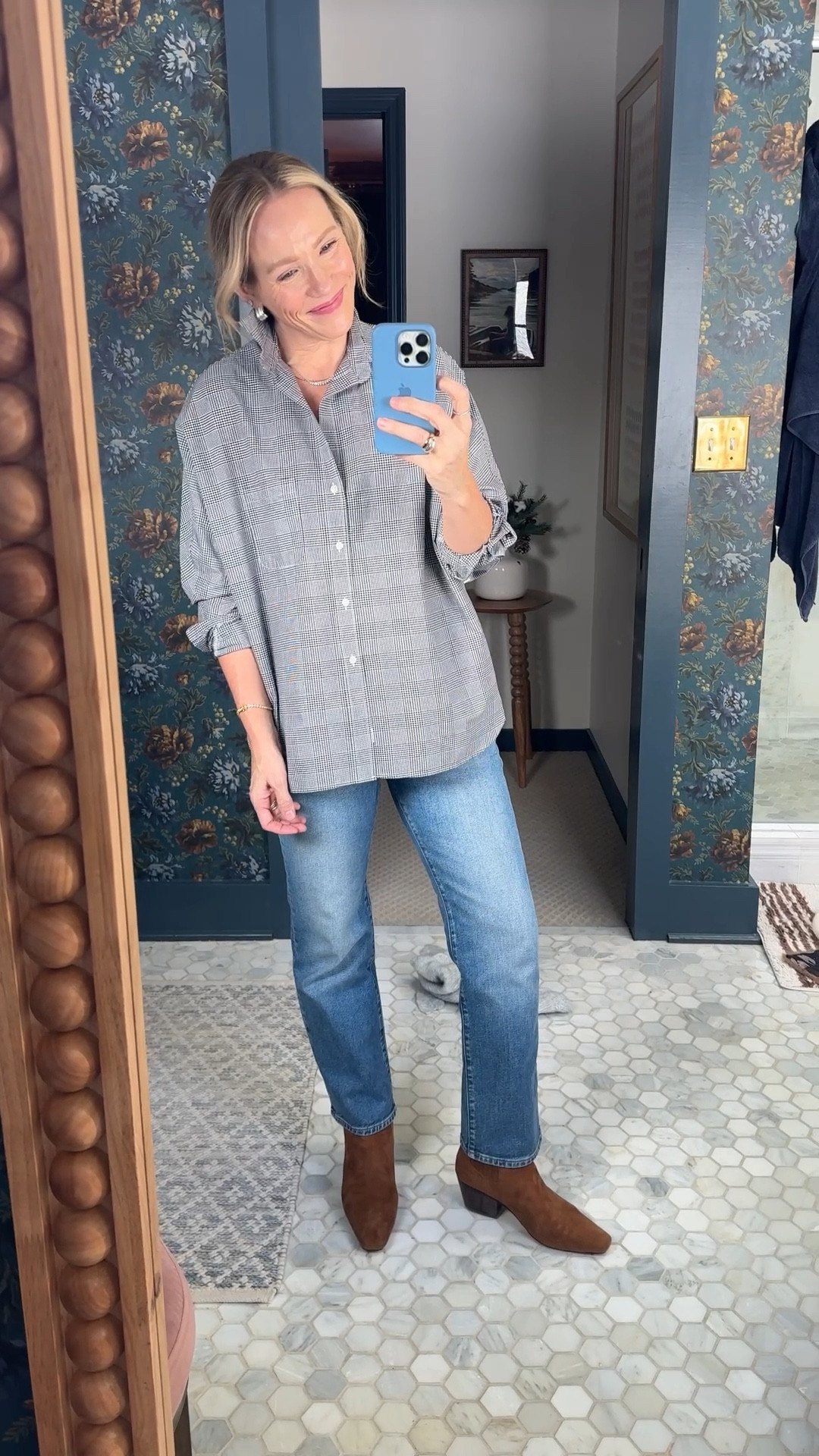 Wearing my regular size small in button down Linked more favorite styles including the best sweatpants  and cozy sweaters from @frankandeileen #frankandeilieenpartner #wearloverepeat @Shop.LTK #liketkit