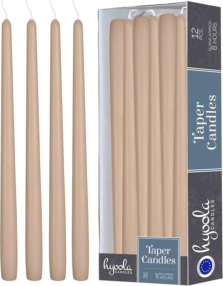 Hyoola 12 Pack Tall Taper Candles - 10 Inch Sahara Beige Dripless, Unscented Dinner Candle - Para... | Amazon (US)