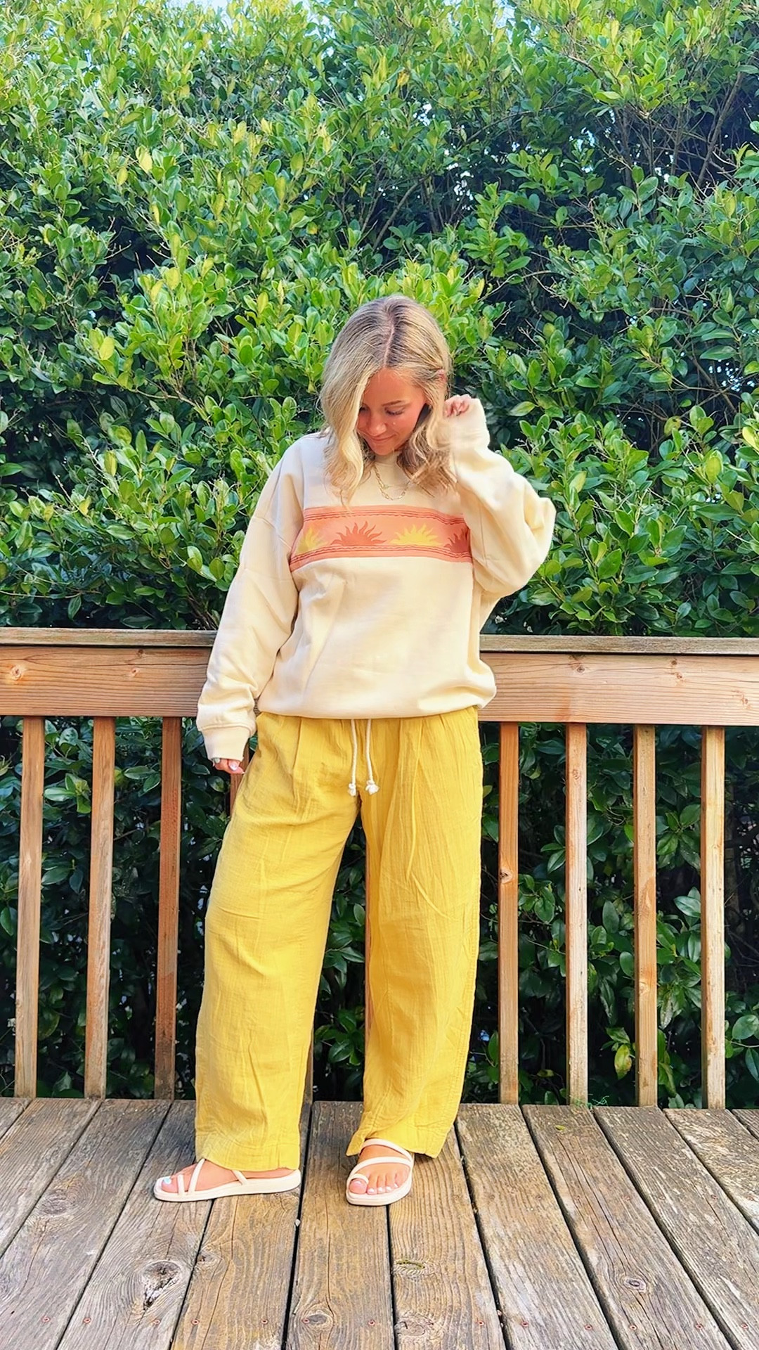 Dressing like I’m Living in a beach town cuz I miss it sooo much! 🥲 Billabong Crewneck is 🔗 in my TikTok! 
Sweater: M 
Pants: S 

#LTKSpringSale #LTKU #LTKootd