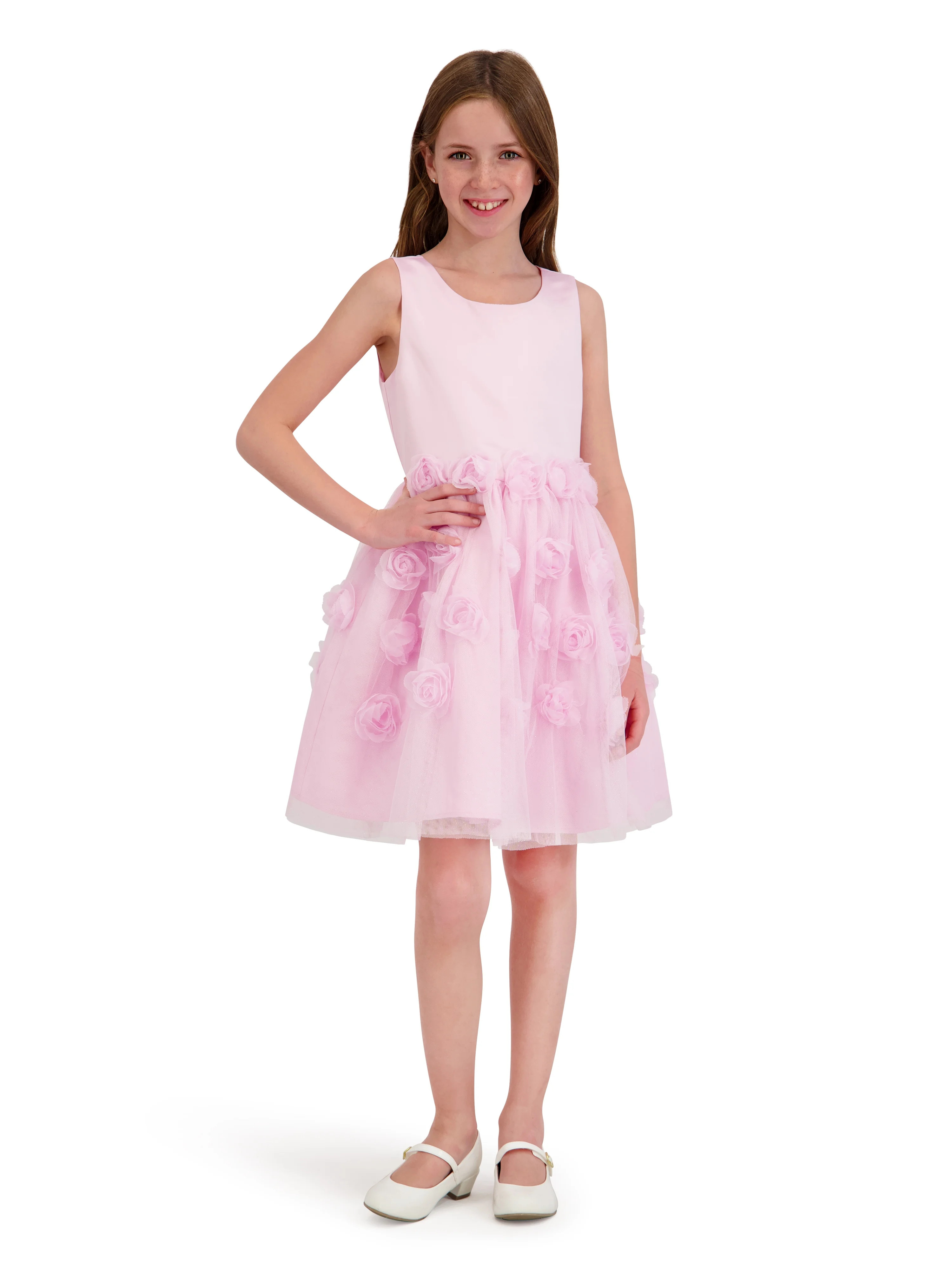 Kensie Girl Sleeveless Party Dress with Rosettes and Pearls, Sizes 4-16 | Walmart (US)