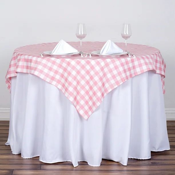 BalsaCircle 54x54" Square Gingham Checkered Polyester Tablecloth - Rose Quartz Pink - Walmart.com | Walmart (US)