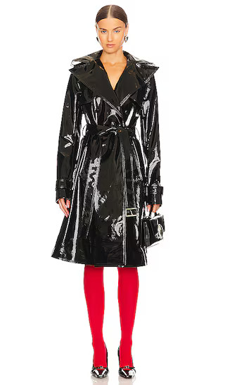 Patent Leather Trench Coat in Black | Revolve Clothing (Global)