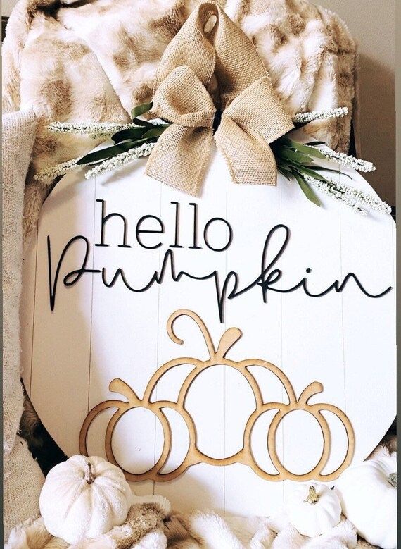 Hello Pumpkin Fall Door Hanger/Wreath | Etsy | Etsy (US)