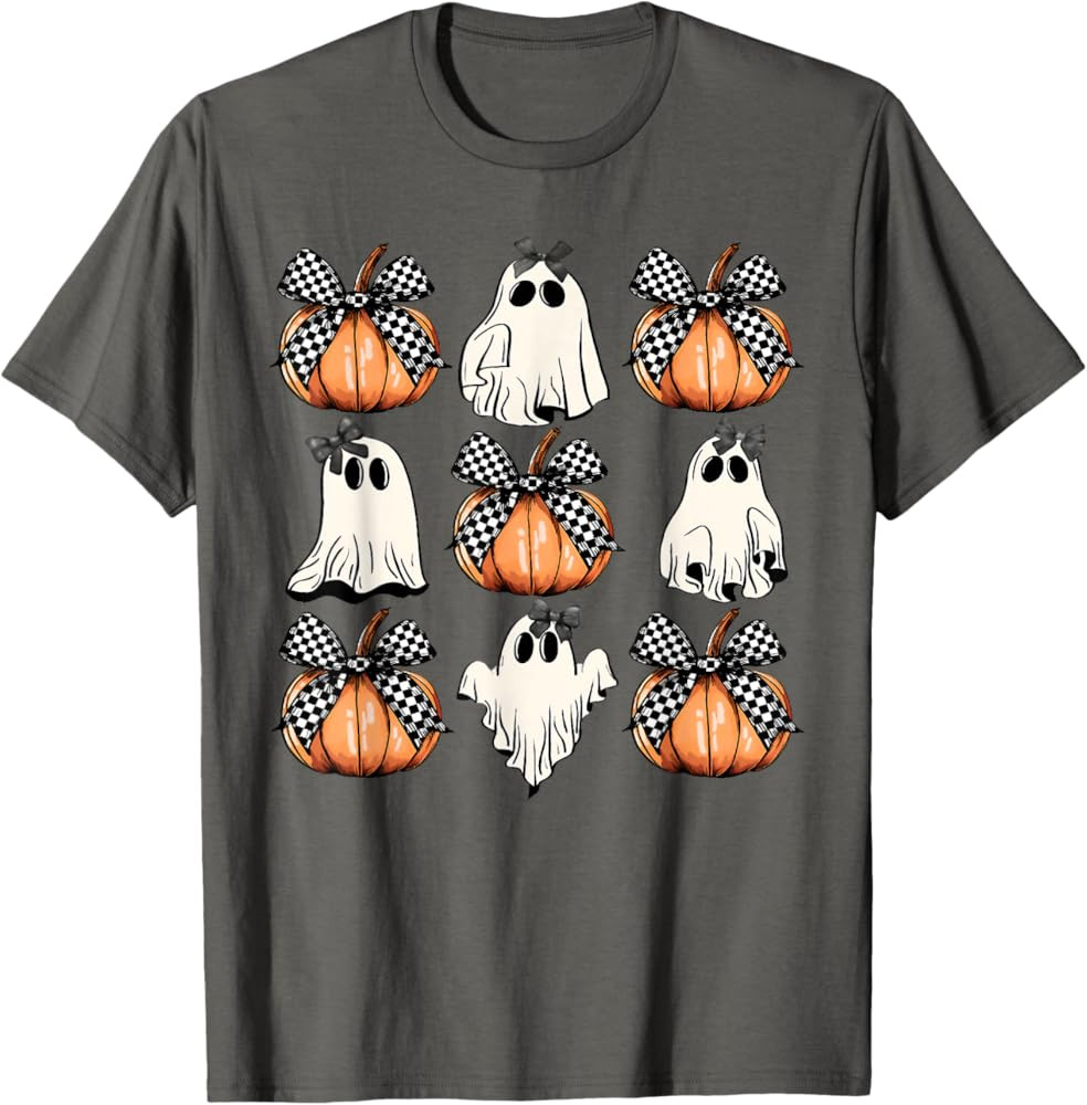 Coquette Bow Pumpkin Funny Ghost Spooky Season Halloween T-Shirt | Amazon (US)