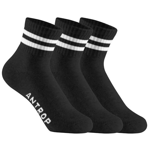 ANT21T Antrop WoMen Quarter Crew Cotton Heel Tab Athletic Running Cushion Socks (3 Pairs) (US, Numeric, 9, 12, Regular, Regular, BLACK) | Amazon (US)