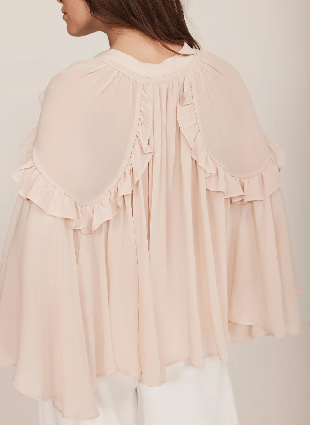 Pink Cape Ruffle Blouse | Mint Velvet