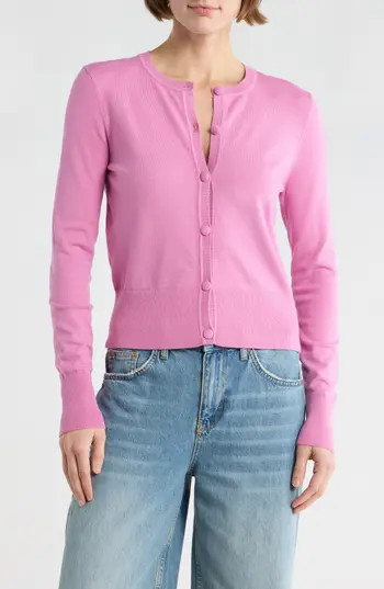 French Connection Covered Button Cardigan in Rose Pink at Nordstrom Rack, Size X-Small | Nordstrom Rack