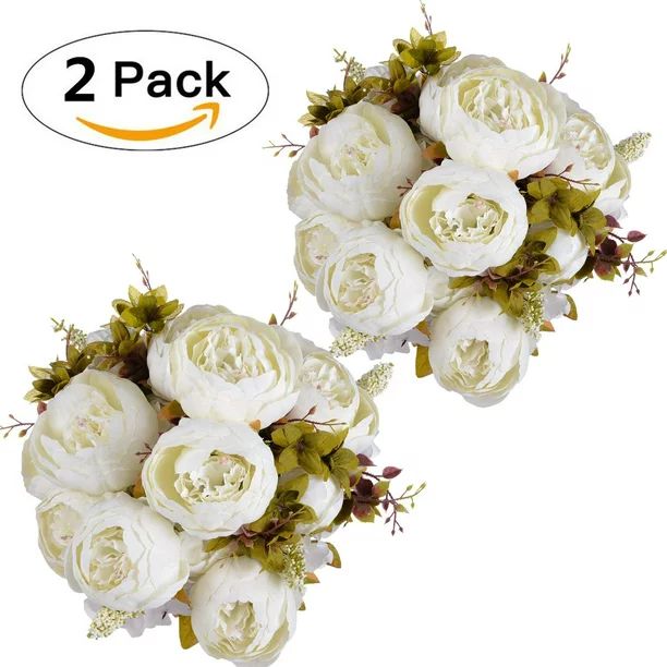 Coolmade Artificial Peony Wedding Flower Bush Bouquet Vintage peony Silk Flowers for Home Kitchen... | Walmart (US)